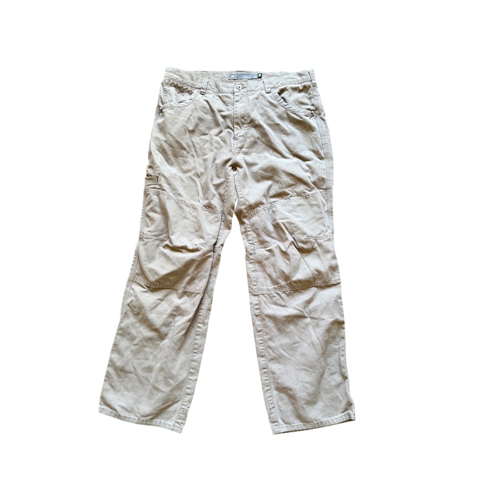 REI Co-op Mens Organic Cotton Canvas Work Pants Khaki Tan 36x30 Articulated Knee